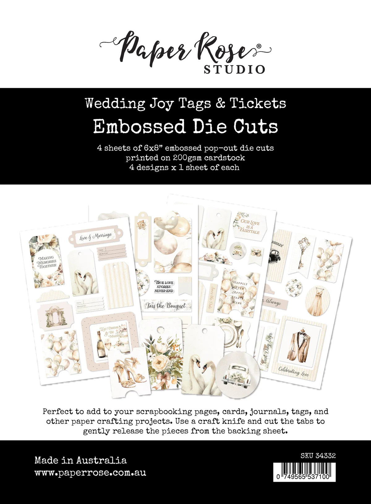 Paper Rose Studio Wedding Joy Tags & Tickets Embossed Die Cuts